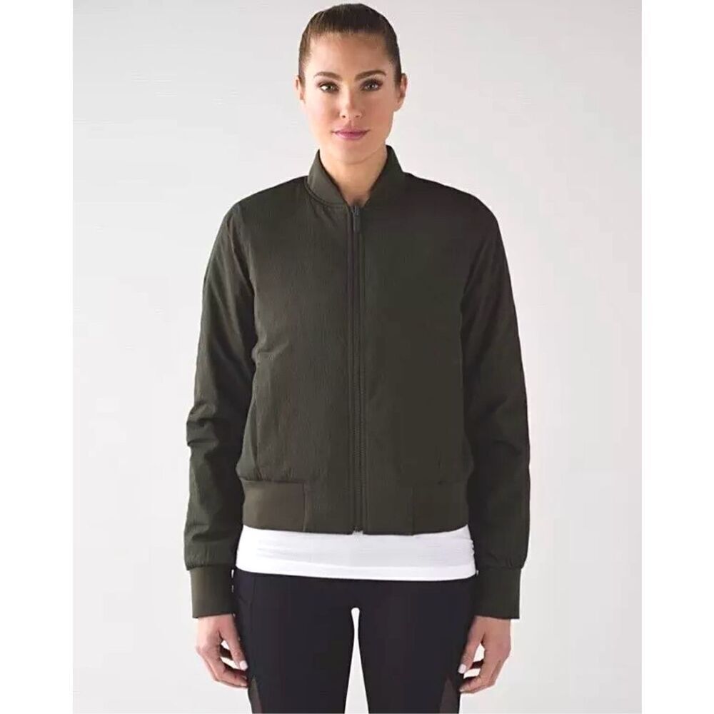 Lululemon Non-Stop Reversible Bomber Jacket size  4 Olive Green